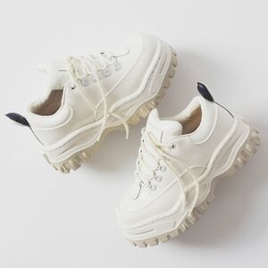 Eytys Angel Patent Leather White Chunky Platform Low Top Sneaker in White Sz 6